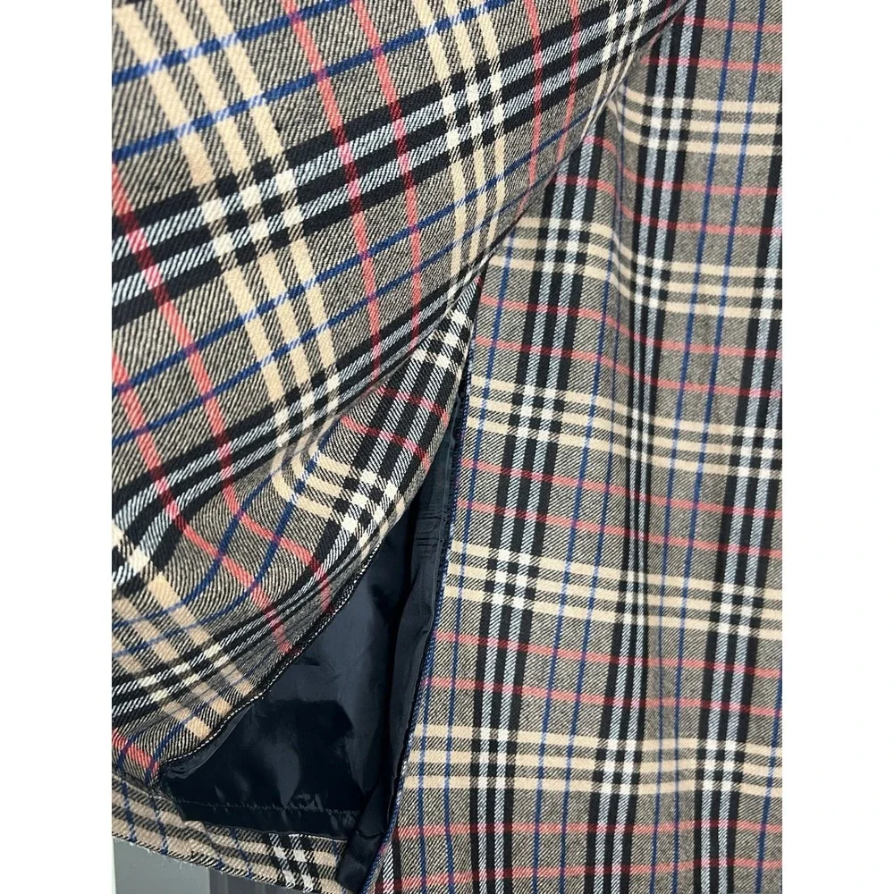 Vintage Evan Picone Wrap Skirt Size 16 Plaid Wool Blend Fringe Edge Tartan Brown